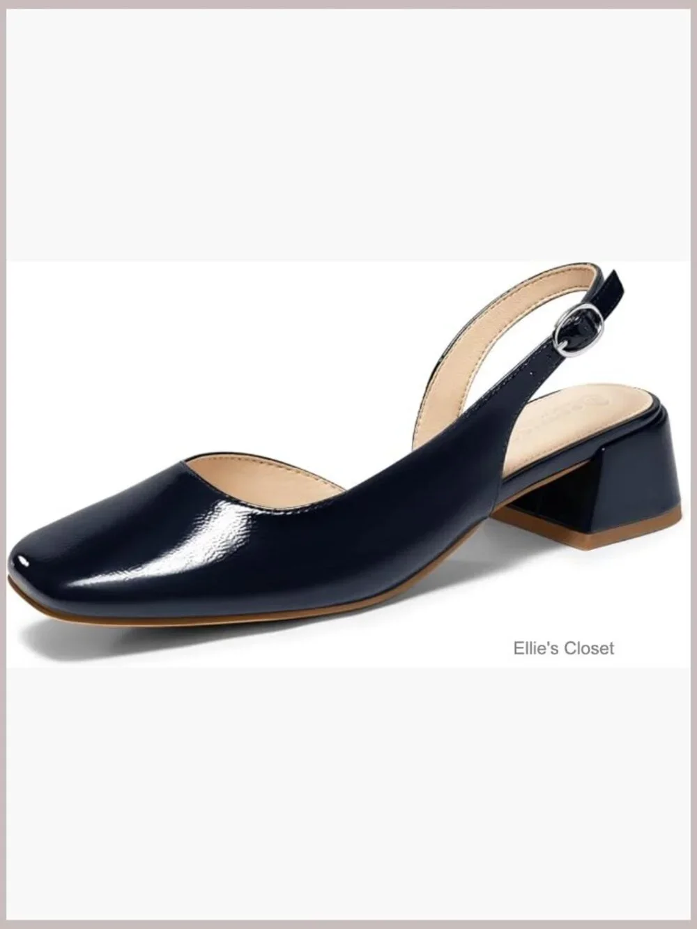 Women's Chunky Low Heel D'Orsay Slingback Pumps Closed Square Toe Work Office
